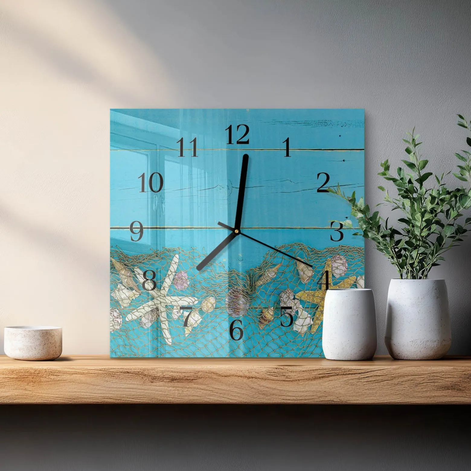 Zegar ozdobny 30x30 Morskie skarby nowoczesny do salonu