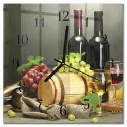 Zegar ozdobny 30x30 Winogrona do Wina nowoczesny na ścianę