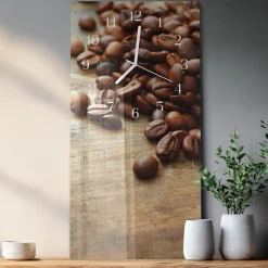 Zegar ozdobny 30x60 Ziarna Kawy szklany ścienny