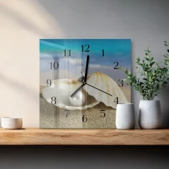 Zegar perła 30x30 Perła Muszlowa morze muszla piasek ocean zen