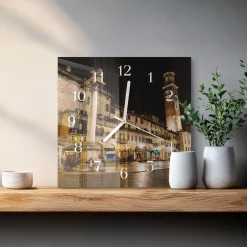 Zegar premium 30x30 Noc w Mieście ozdobny ścienny