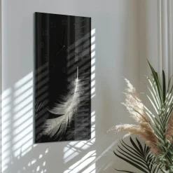 Zegar premium 30x60 Pióro dekoracyjny na ścianę