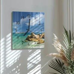 Zegar płynący 30x30 Morze ozdobny ścienny
