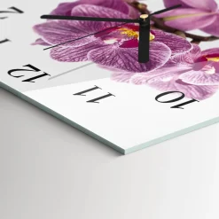 Zegar storczyk 30x30 Orchidee kwiaty spa łazienka cichy szklany
