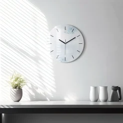 Zegar szklany ścienny do salonu Szkic roślin fi30