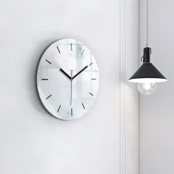 Zegar szklany ścienny do salonu Szkic roślin fi30