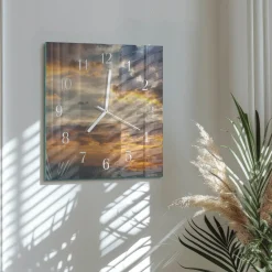 Zegar szklany 30x30 Zachód słońca szklany ścienny
