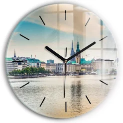 Zegar ze szkła ścienny Binnenalster w Hamburgu fi30