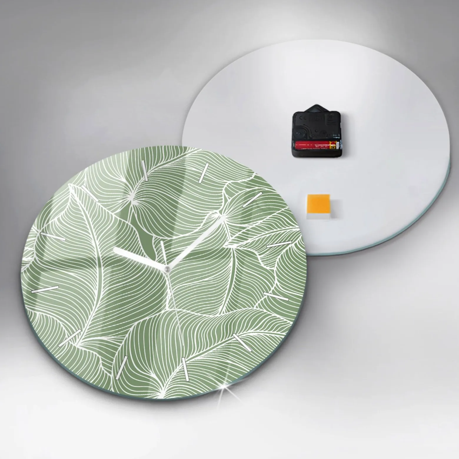 Zegar ze szkła ścienny Liście natura wzór fi30