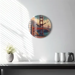 Zegar ze szkła ścienny Most w San Francisco fi30