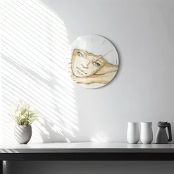 Zegar ze szkła ścienny Portret kobiety fi30