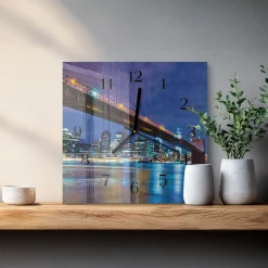 Zegar z grafiką 30x30 Most nowoczesny na ścianę
