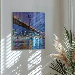 Zegar z grafiką 30x30 Most nowoczesny na ścianę