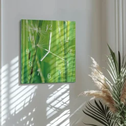 Zegar zielony 30x30 Trawa natura ekologia cichy mechanizm foto