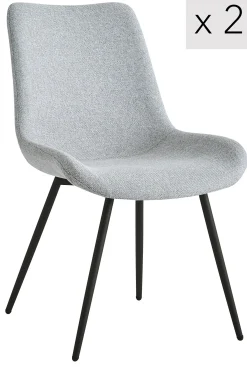 Zestaw 2 krzeseł z metalu i szarego materiału