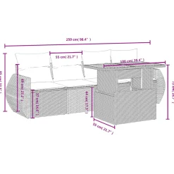 Zestaw mebli ogrodowych czarny technorattan na taras balkon ogród komplet