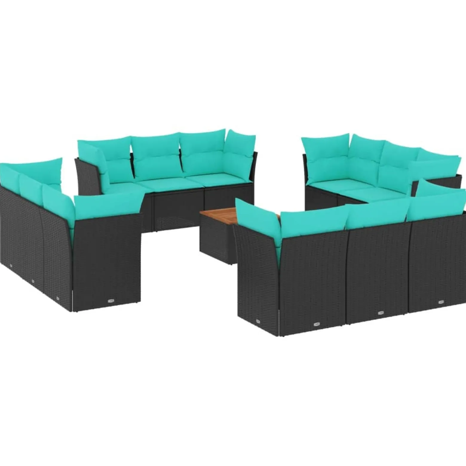 Zestaw Mebli Ogrodowych Modułowy Rattan Czarny Stół Sofa na Taras Ogród