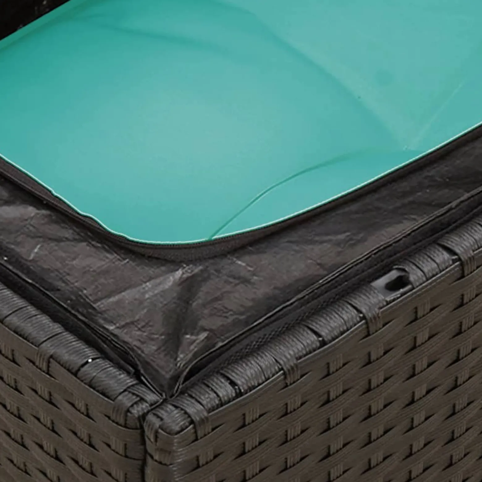 Zestaw Mebli Ogrodowych Modułowy Rattan Czarny Stół Sofa na Taras Ogród