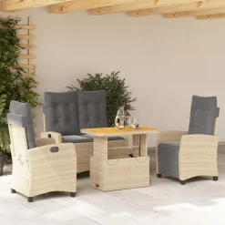 Zestaw mebli ogrodowych technorattan beż stół krzesła na taras ogród balkon