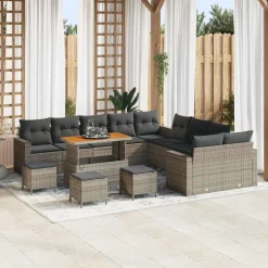 Zestaw Mebli Ogrodowych Wypoczynkowy Sofy Stolik Podnóżek Rattan Na Balkon