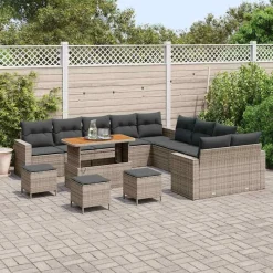 Zestaw Mebli Ogrodowych Wypoczynkowy Sofy Stolik Podnóżek Rattan Na Balkon