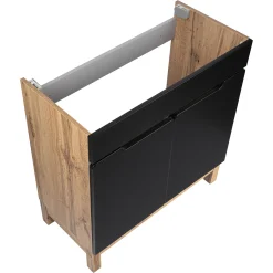 Zestaw Łazienkowy 80cm 2D Alma Słupek Dąb Wotan / Czarny Mat