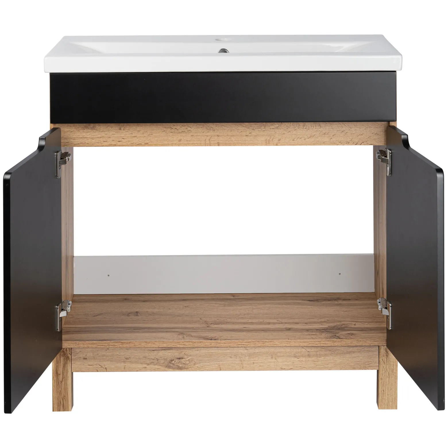 Zestaw Łazienkowy 80cm 2D Alma Słupek Dąb Wotan / Czarny Mat