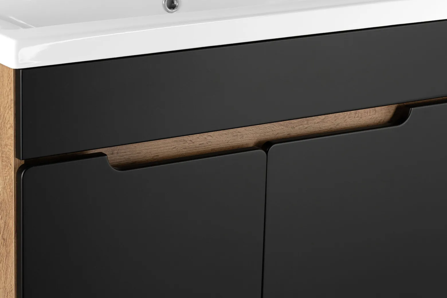 Zestaw Łazienkowy 80cm 2D Alma Słupek Dąb Wotan / Czarny Mat