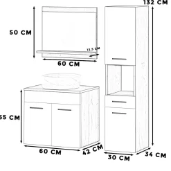 Zestaw łazienkowy 90cm szafka słupek umywalka wotan biały