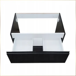 Zestaw Łazienkowy Szafka Czarna Wisząca Połysk MDF + Blat Dąb Złoty 60 cm