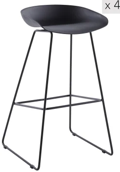 Zestaw 4 czarnych stołków barowych z metalu