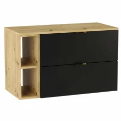 Zestaw do Łazienki 100cm Szafka Blat Regał Dąb Artisan / Czarny