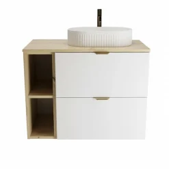 Zestaw do Łazienki 80cm Szafka Blat Regał Umywalka Dąb Artisan / Biały