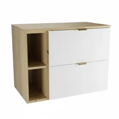 Zestaw do Łazienki 80cm Szafka Blat Regał Umywalka Dąb Artisan / Biały