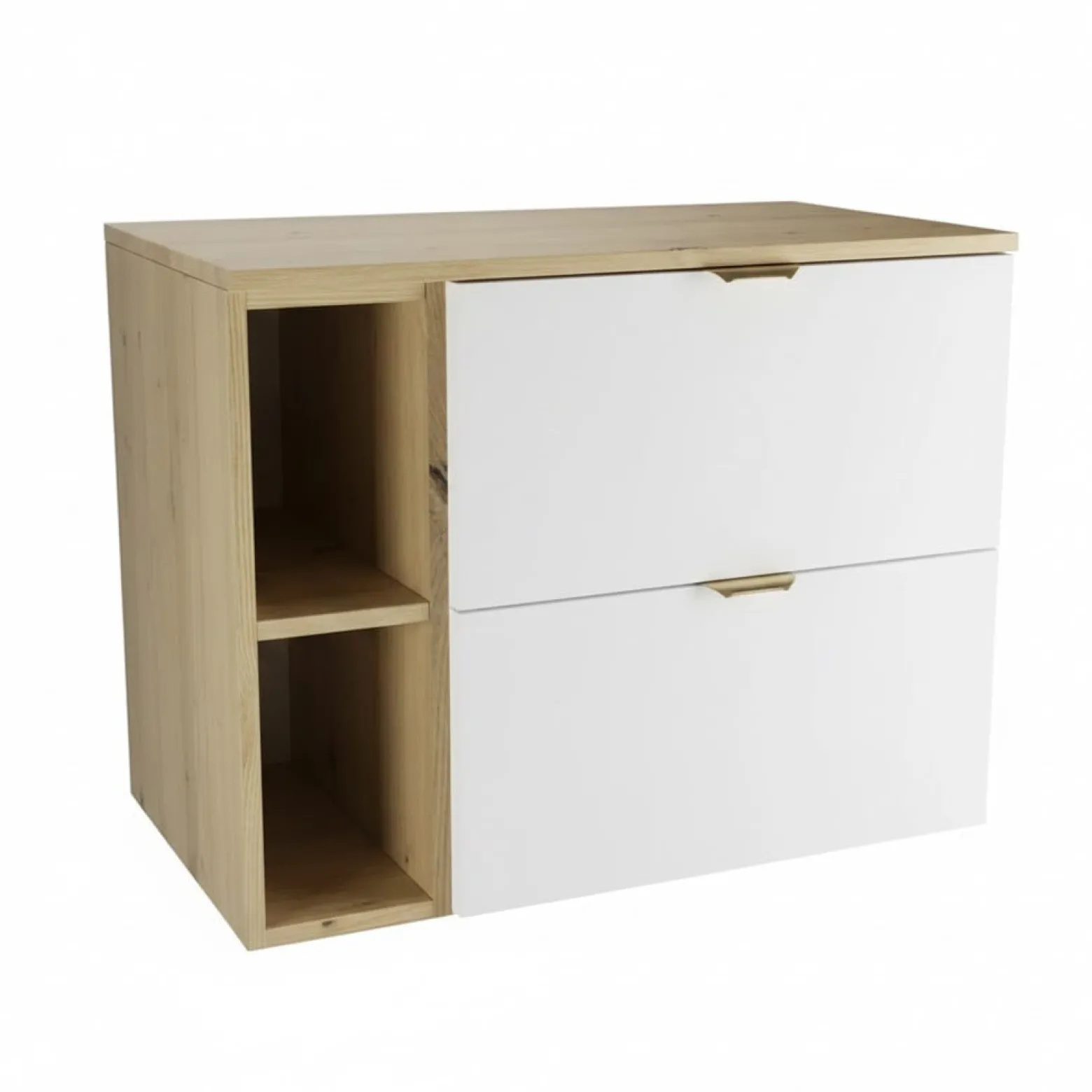 Zestaw do Łazienki 80cm Szafka Blat Regał Umywalka Dąb Artisan / Biały