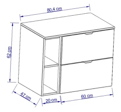 Zestaw do Łazienki 80cm Szafka Blat Regał Umywalka Dąb Artisan / Biały