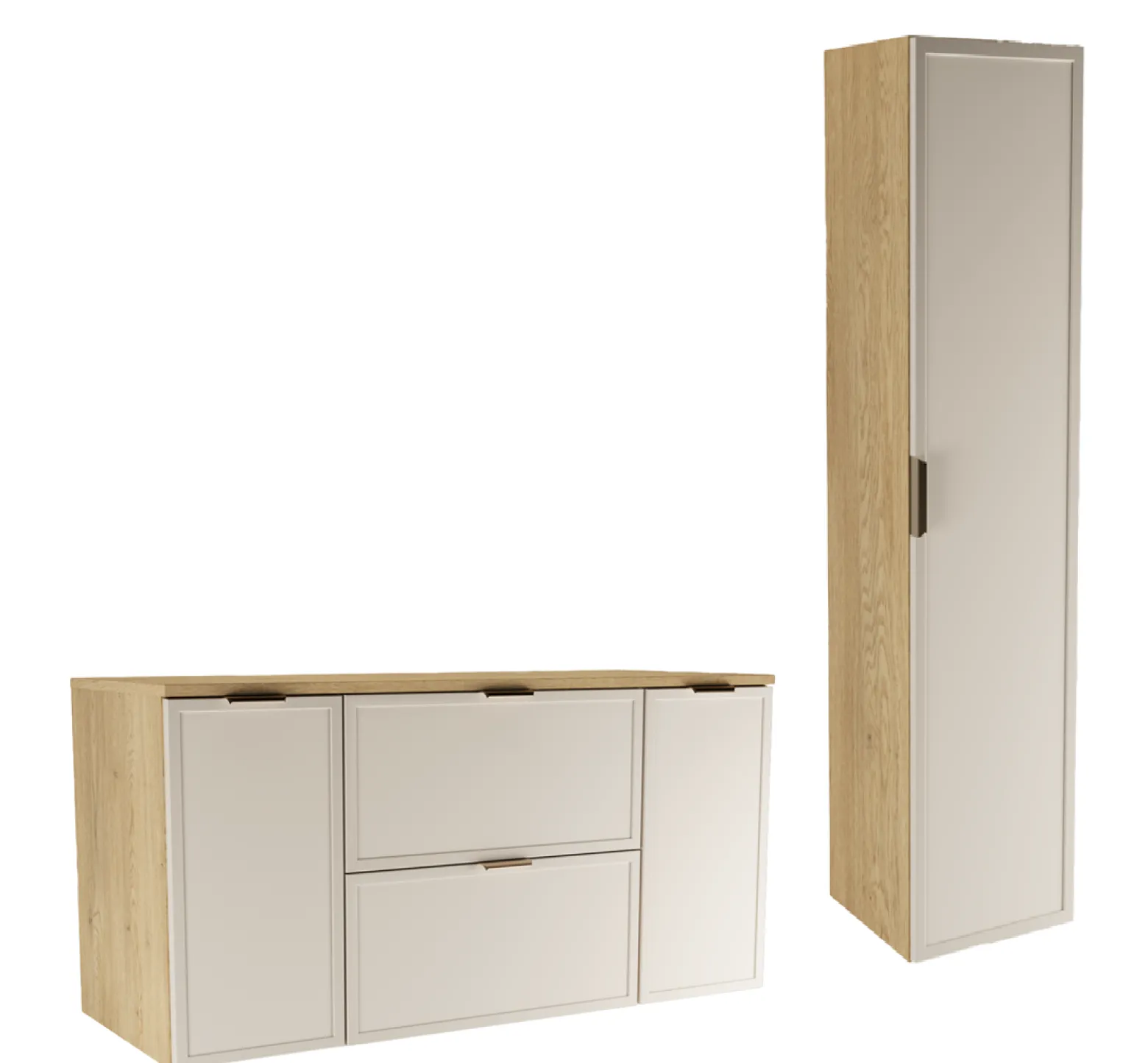 Zestaw do Łazienki 120cm Szafka Blat Słupek Fronty Ramka Cremona/Kaszmir