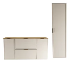 Zestaw do Łazienki 120cm Szafka Blat Słupek Fronty Ramka Cremona/Kaszmir