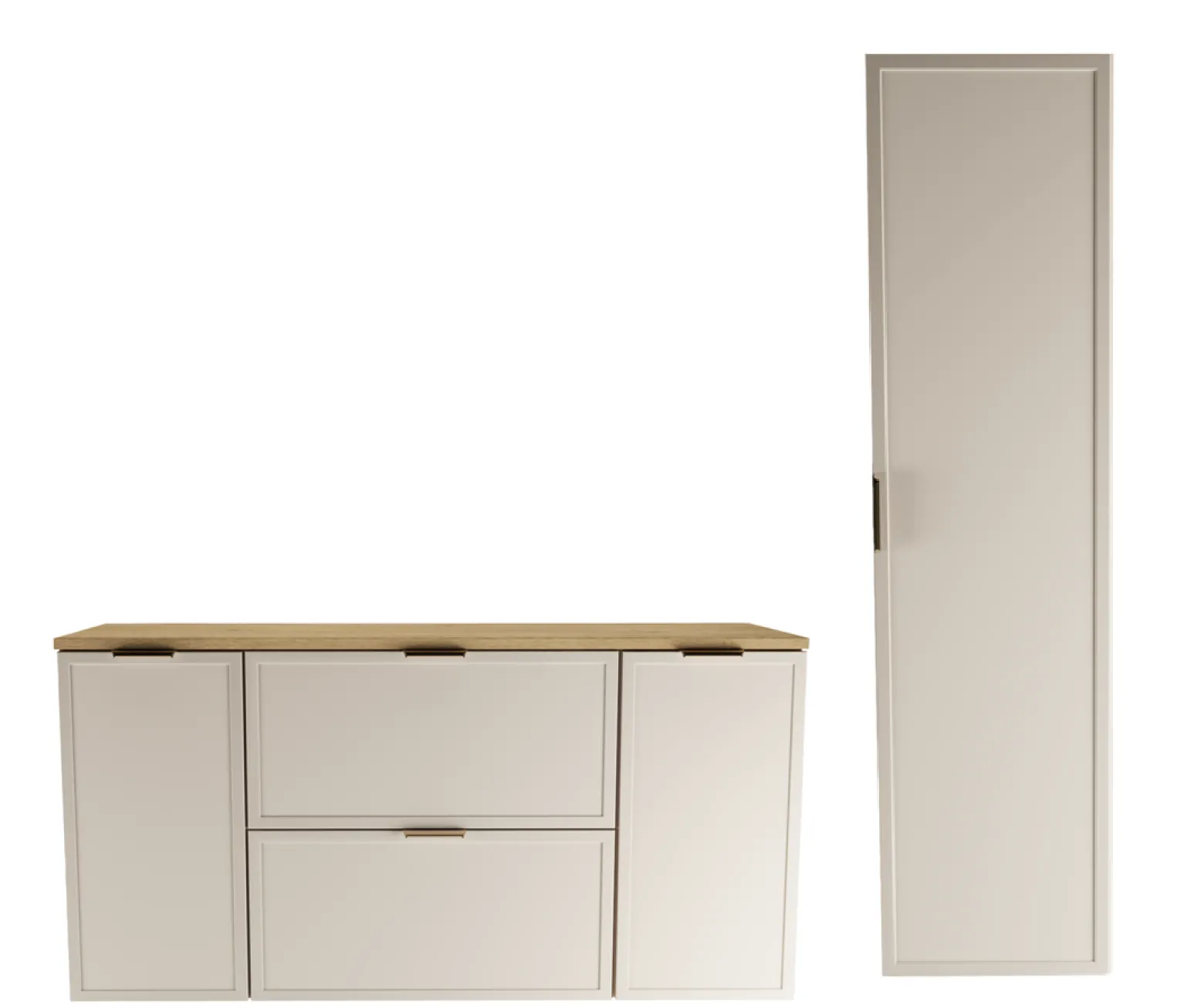 Zestaw do Łazienki 120cm Szafka Blat Słupek Fronty Ramka Cremona/Kaszmir