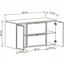 Zestaw do Łazienki 120cm Szafka Blat Słupek Fronty Ramka Cremona/Kaszmir
