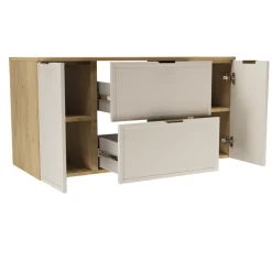 Zestaw do Łazienki 120cm Szafka Blat Słupek Fronty Ramka Cremona/Kaszmir