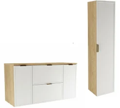 Zestaw do Łazienki 120cm Szafka z Blatem 2D2S Słupek Fronty Ramka