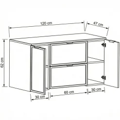 Zestaw do Łazienki 120cm Szafka z Blatem 2D2S Słupek Fronty Ramka