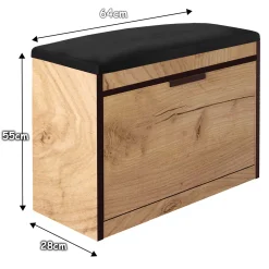 Zestaw Do Przedpokoju 13Wa11C Dąb Craft Złoty/Czarny/K 129X28X- Cm Welur