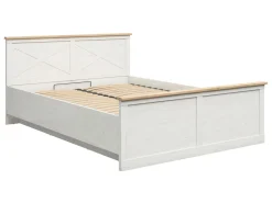 Zestaw łóżko Frija sosna andersen biała ze stelażem i materacem Mimas 160x200