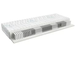 Zestaw łóżko Nepo Plus białe ze stelażem i materacem Merida 140x200