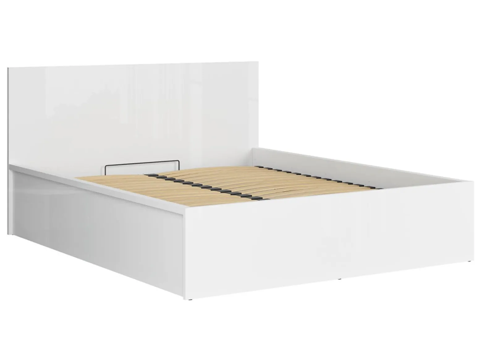 Zestaw łóżko Tetrix biały połysk ze stelażem i materacem Ceres AV160x200