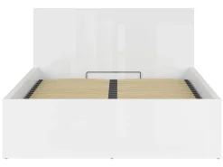 Zestaw łóżko Tetrix biały połysk ze stelażem i materac Mimas 140x200