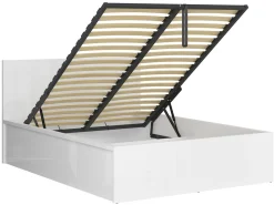 Zestaw łóżko Tetrix biały połysk ze stelażem i materac Mimas 140x200