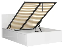 Zestaw łóżko Tetrix biały połysk ze stelażem i materacem Merida 140x200